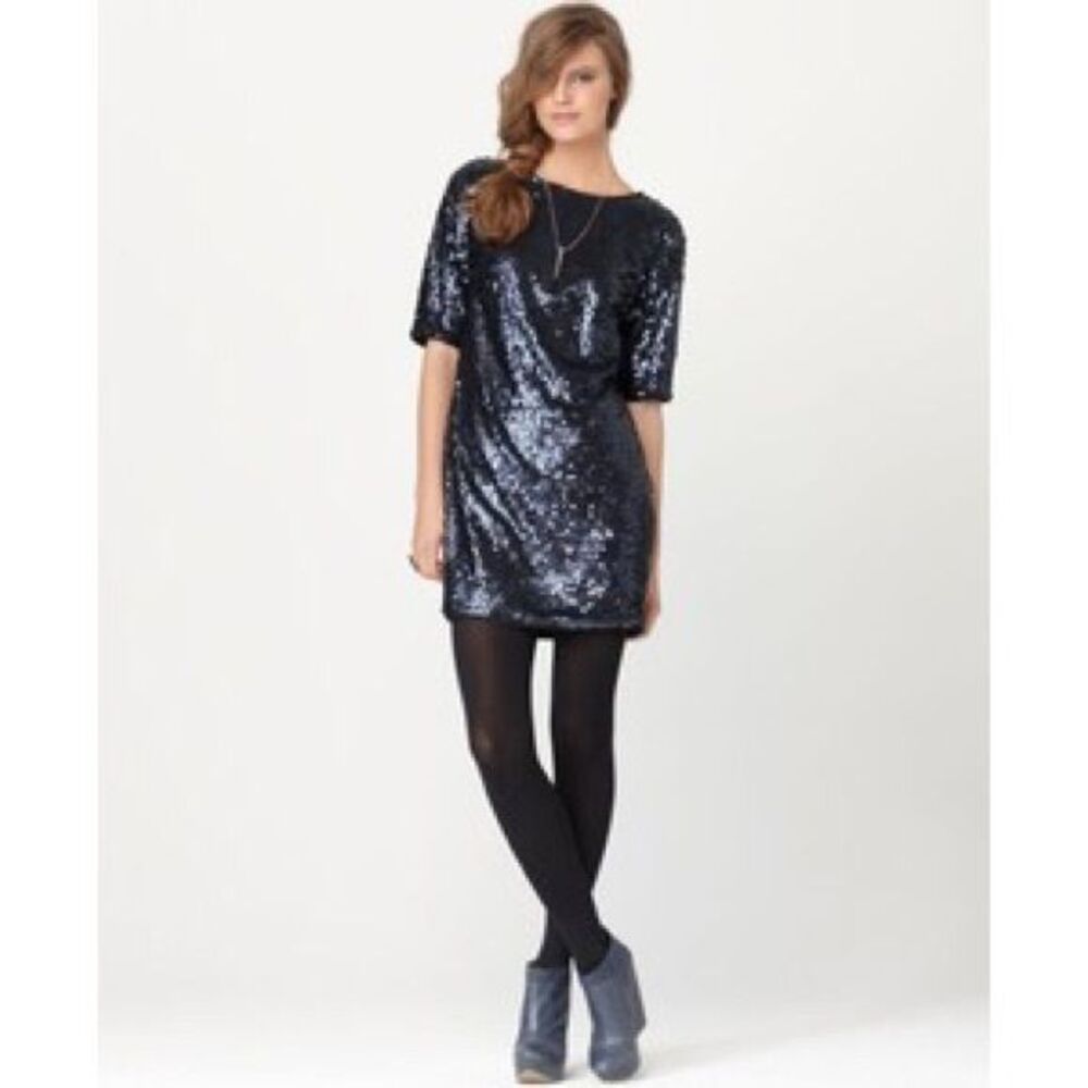 Navy blue Rachel Roy sequin dress, size 4 - Picture 1 of 4